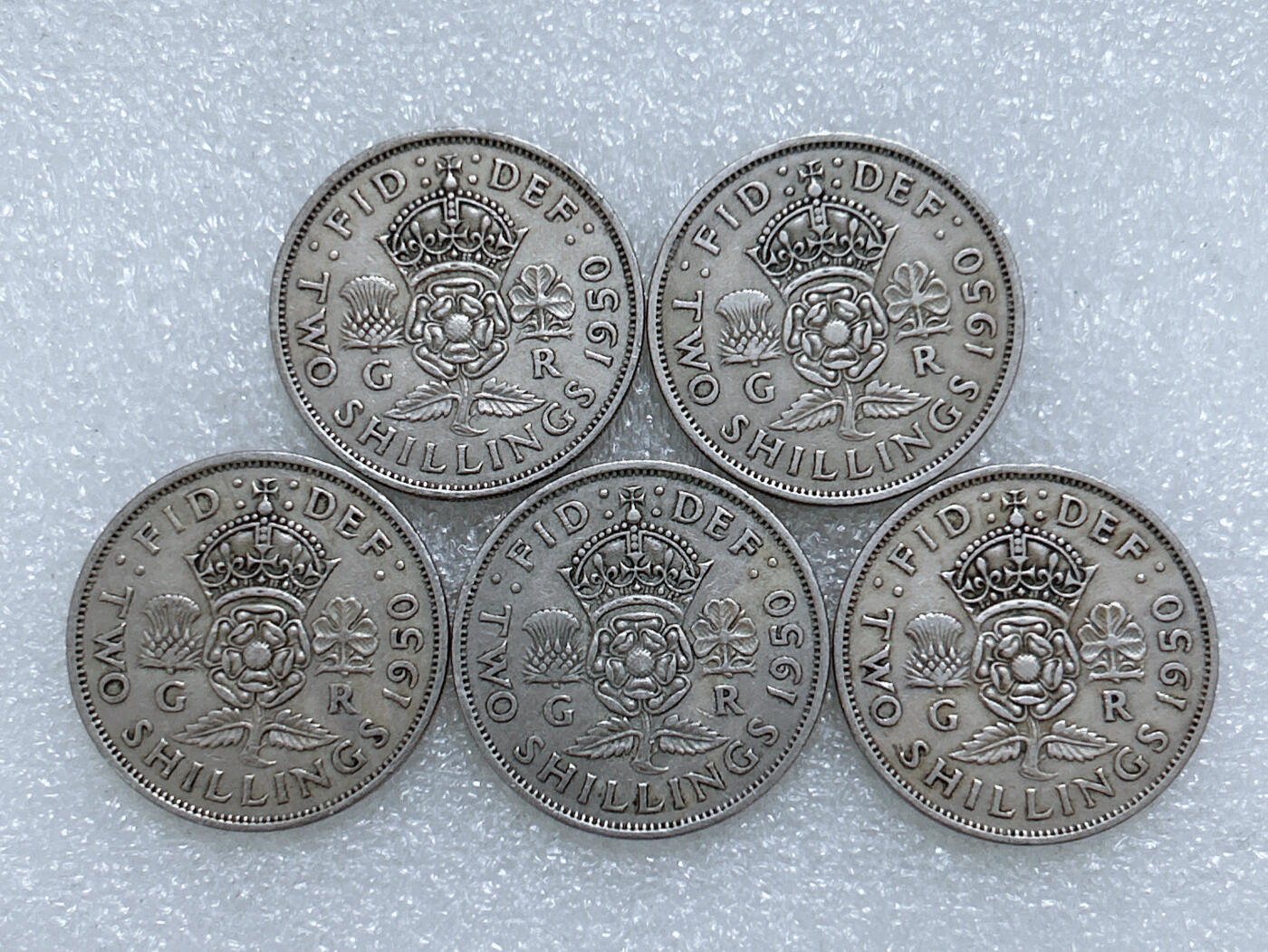 第一海外回流一元起拍收藏 散集专场  第270期 英国乔六1950年2先令硬币 5枚