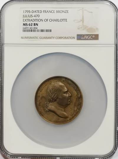 博洋堂世界钱币拍卖第147期（全场包邮） - NGC MS62 法国1795年路易十八头像世博会纪念大铜章，50mm巨大款，原铸非后铸款！