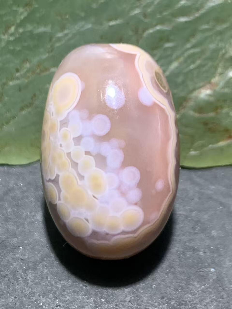 精美冰粉冻料天眼纹战国红玛瑙随形桶珠一颗