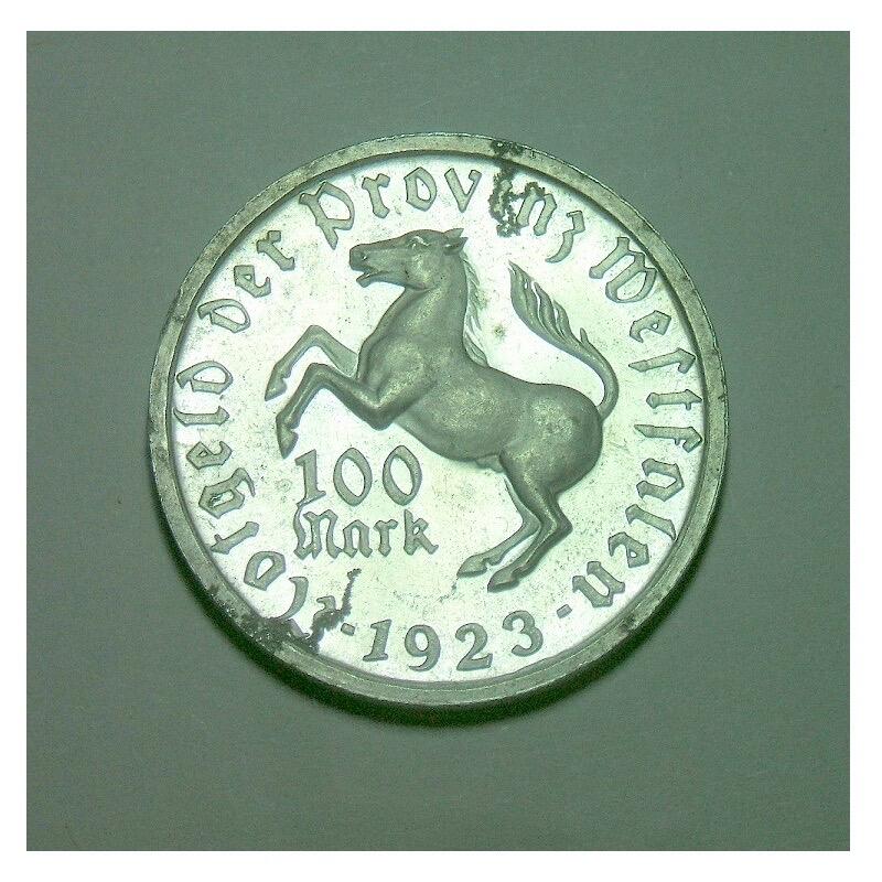 德国1923年威斯特法伦 100马克女人头马币 精制原光