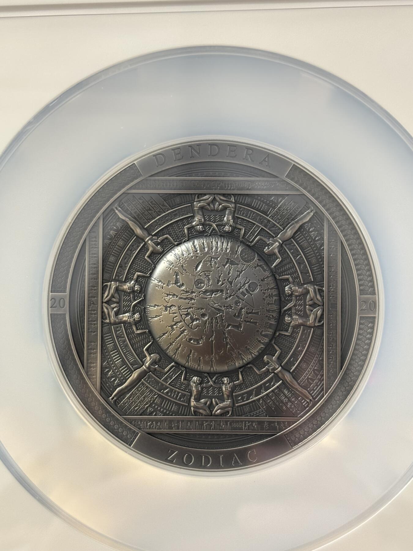 第182期拍卖 库克2020年考古学系列丹德拉神庙3盎司仿古银币NGC-MS70原盒证书，999银，发行333枚