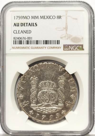 博洋堂世界钱币拍卖第149期（全场包邮） - NGC AUD 西属墨西哥1759年地球双柱