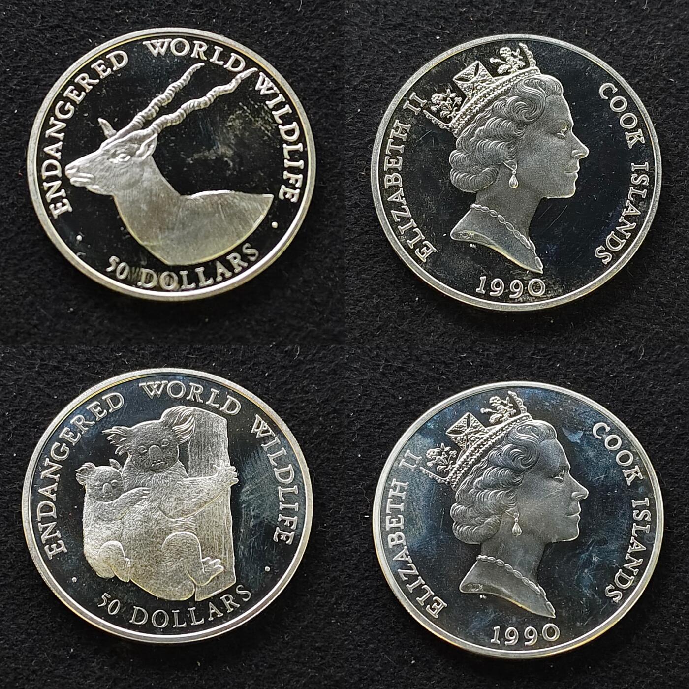 【全场包邮】纯粹捡漏拍479场（免费代拍第16场） 【大盒】库克群岛1990-1992年濒危动物系列33枚全银盒装套币-盒装带托盘