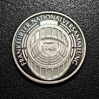 【德藏】世界币章拍卖第154期（拍品征集中~欢迎藏友联系） - 1973年 德国法兰克福会议125周年5马克纪念银币 直径约：28.9mm；重约：11.2g