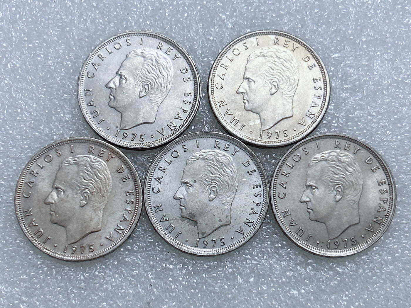 第一海外回流一元起拍收藏 散集专场  第270期 西班牙25比塞塔硬币 5枚 原光品