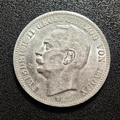 【德藏】世界币章拍卖第154期（拍品征集中~欢迎藏友联系） - 1914年 德国巴登弗里德里希二世3马克银币 直径约：32.9mm；重约：16.6g
