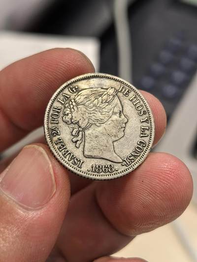 博洋堂世界钱币拍卖第147期（全场包邮） - 西班牙1868年伊莎贝拉二世20分银币