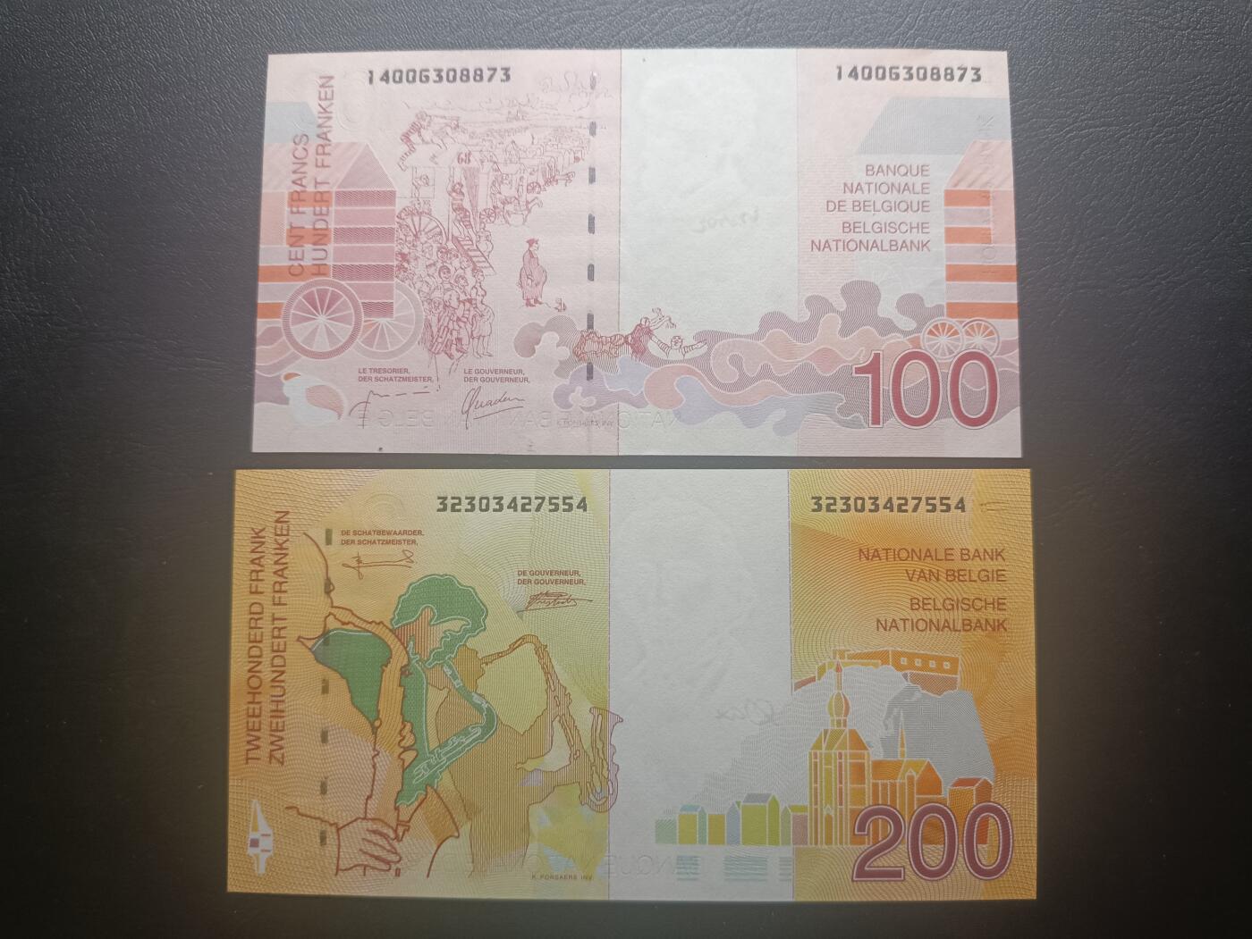 2025十一月第五期，总第203期 【地】比利时套钞批量两张UNC，剧作家詹姆斯.恩索尔和萨克斯管发明者