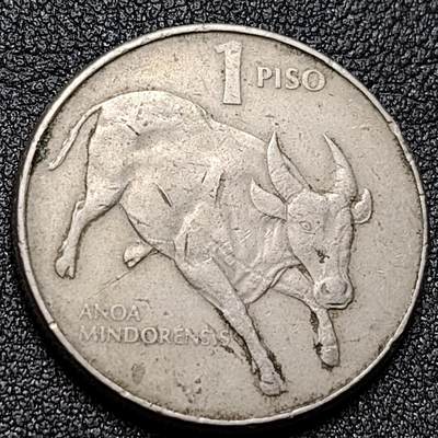 泉币菌-第134场-精品福利场 - 1985年 公牛 菲律宾1比索硬币 直径29MM 