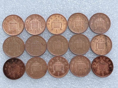 第一海外回流一元起拍收藏 散集专场  第270期 - 英国1便士硬币 15枚 老年女王版