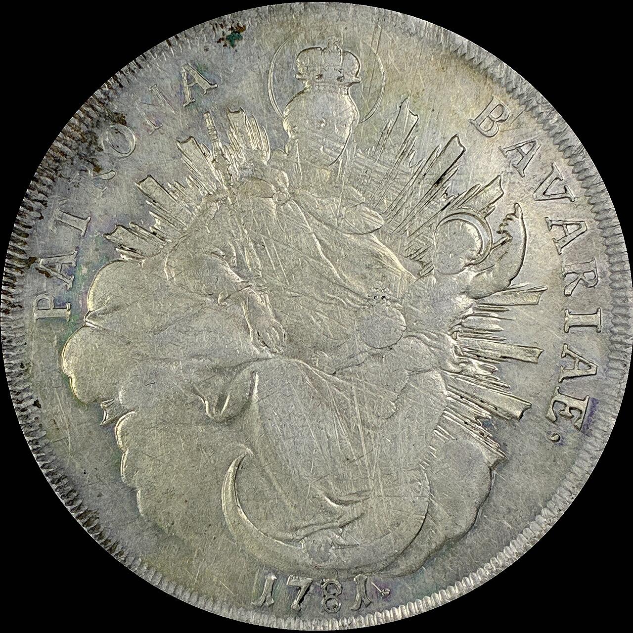 【雨安】【直播拍卖】【世界币章115期-裸币】2025-11-21 周五 19:30 保真 [裸币德国] Germany 德国 德意志 1泰勒 Bavaria巴伐利亚 卡尔·特奥多尔.圣母抱婴 版式2 1781年