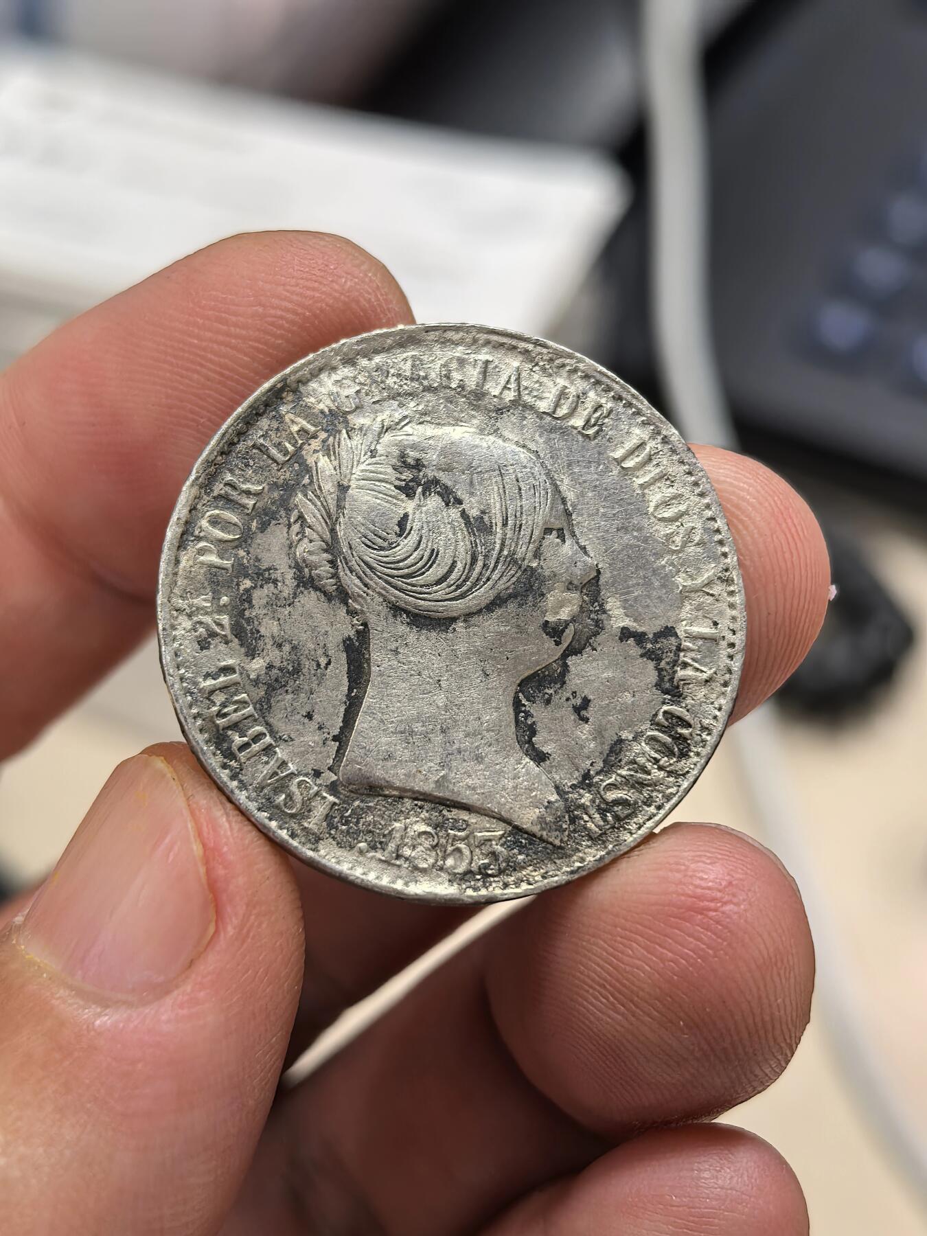 博洋堂世界钱币拍卖第147期（全场包邮） 西班牙1853年伊莎贝拉二世10里亚尔银币