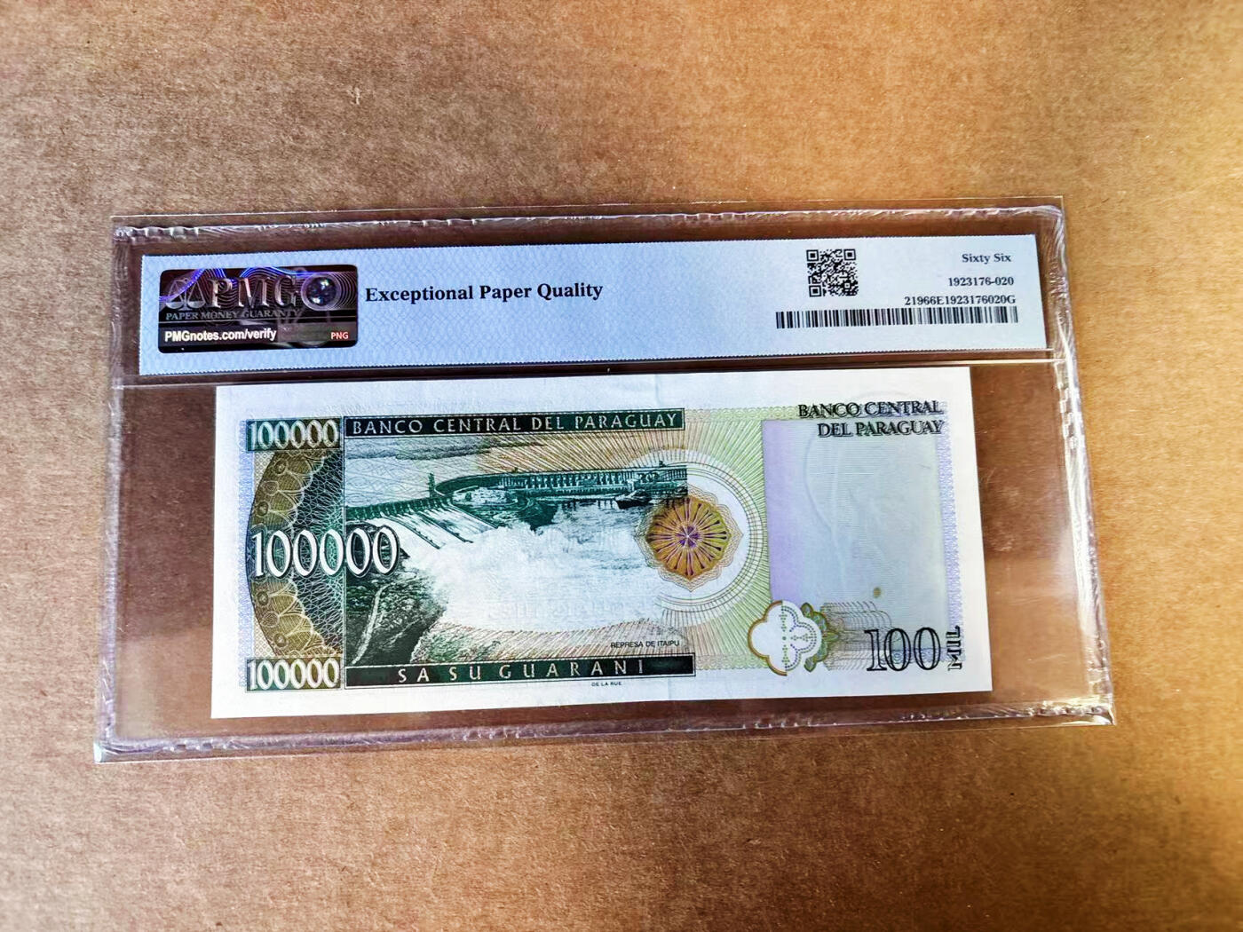【Blue Auction】世界纸币精拍第753期——18级TOP拍卖/信誉/品质/专业/高效💫 巴拉圭 1998年10万瓜拉尼 PMG66EPQ