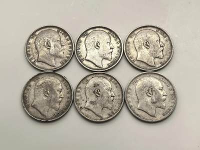 博洋堂世界钱币拍卖第147期（全场包邮） - 英属印度1906年爱德华七世1卢比银币6枚一组