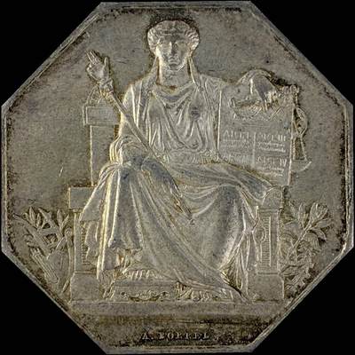 【雨安】【直播拍卖】【世界币章115期-裸币】2025-11-21 周五 19:30 保真 - [章] France 章 法国 八角 19世纪 公证人协会 八角银章 UNC 16.1克