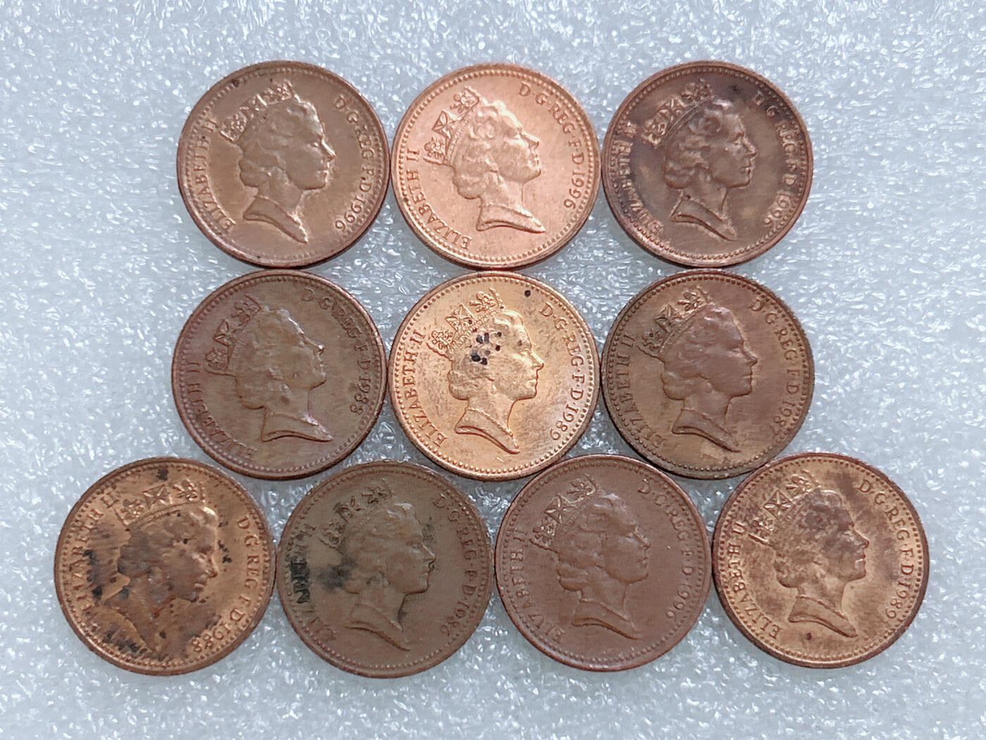 第一海外回流一元起拍收藏 散集专场  第270期 英国1便士硬币 10枚 高冠女王版