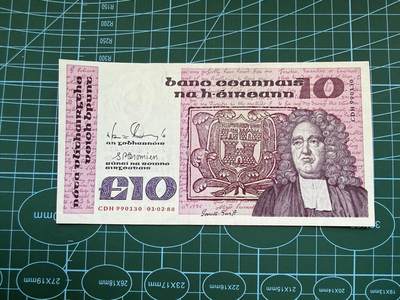 【炜奕收藏】，第五十一期 - 1988年爱尔兰10镑，品相如图，号码无47
