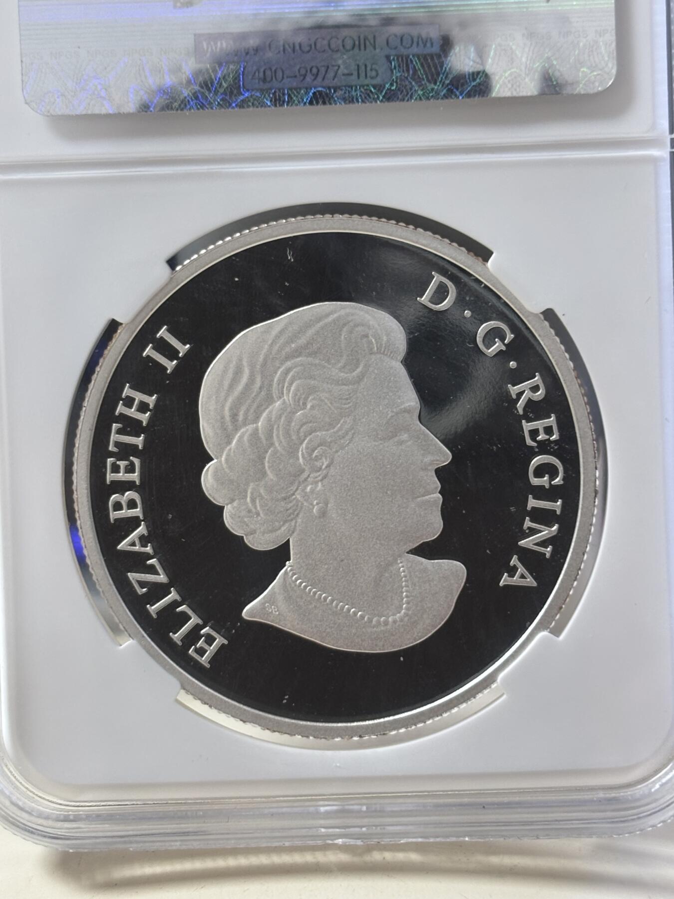 第182期拍卖 加拿大2016年多边几何艺术切割彩色系列驯鹿纪念银币NPGS-CPS保真评级，31.8克，999银