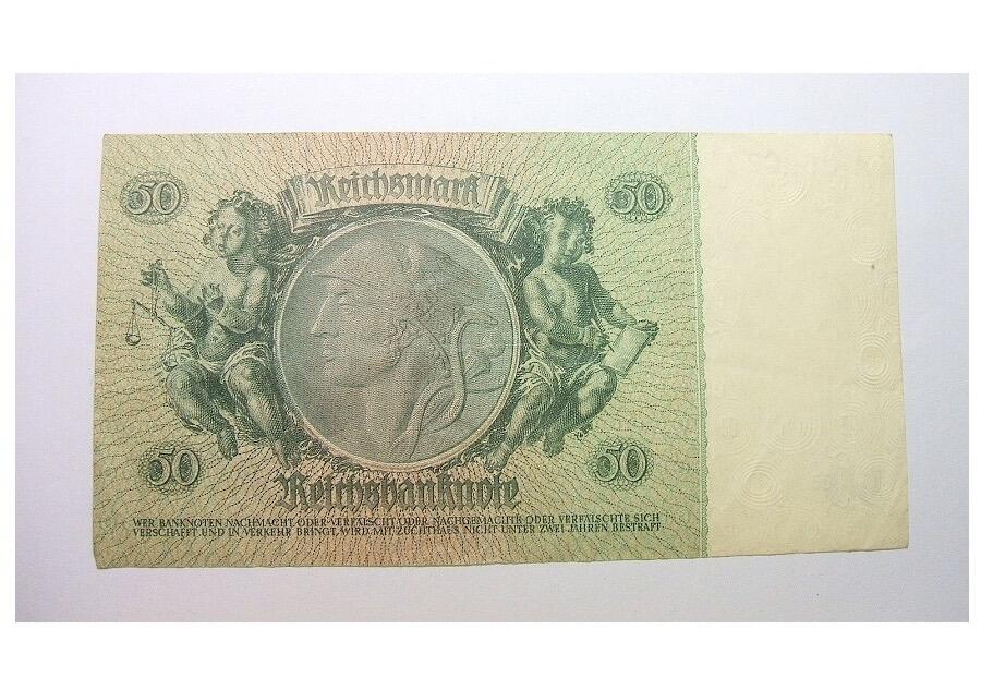 德国第三帝国1933年银行家50马克 无字母花纹水印版 极美品