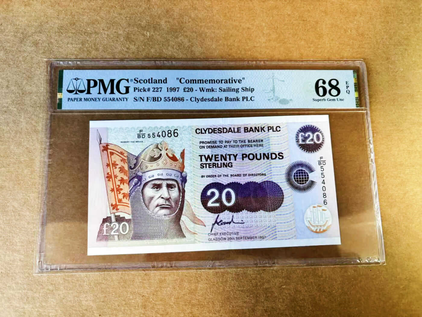 【Blue Auction】世界纸币精拍第753期——18级TOP拍卖/信誉/品质/专业/高效💫 苏格兰 1997年20镑 PMG68EPQ 高分 纪念钞