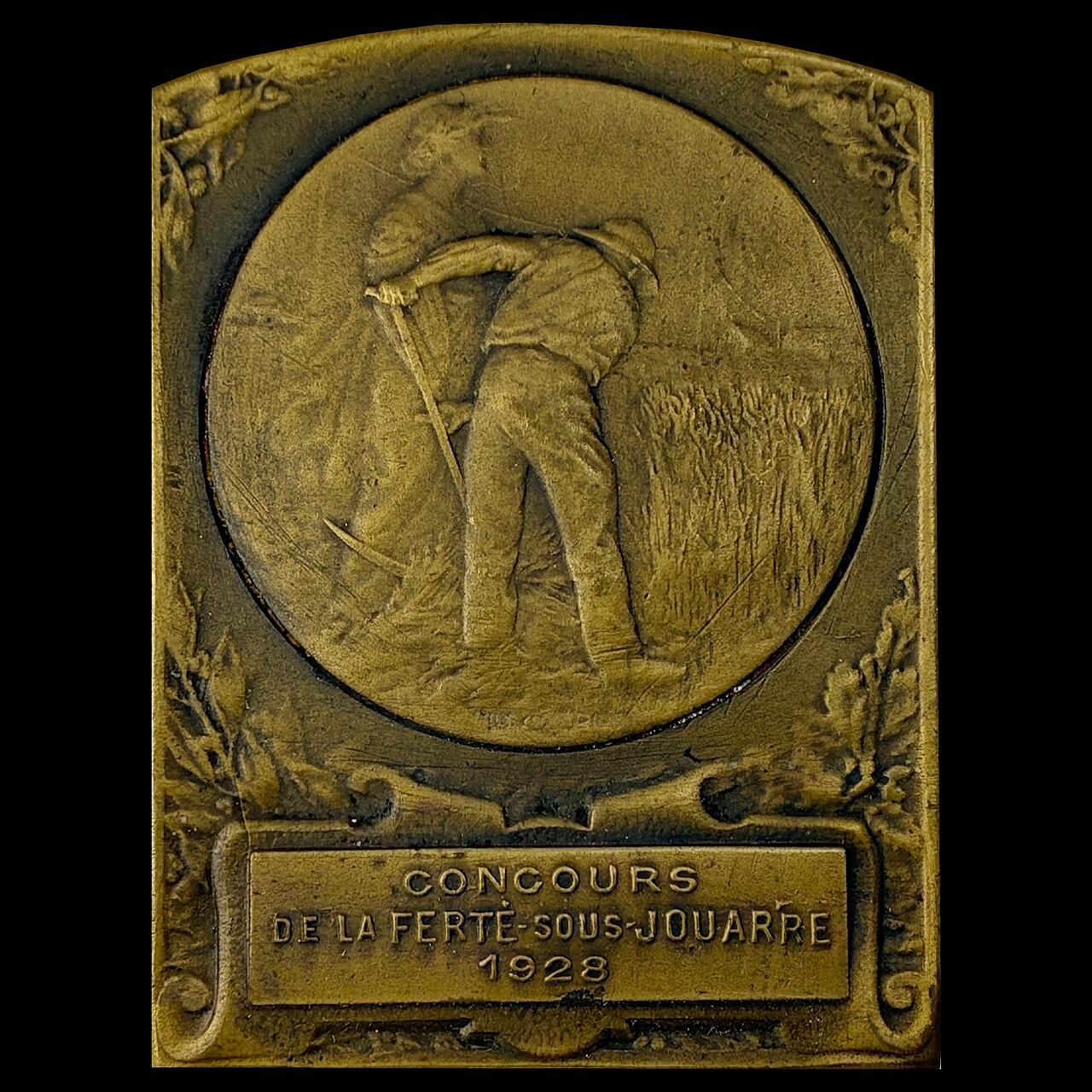 【雨安】【直播拍卖】【世界币章115期-裸币】2025-11-21 周五 19:30 保真 [章] France 章 法国 1928年 莫城农业学会农业博览会竞赛 铜章 高50mm, 宽38mm