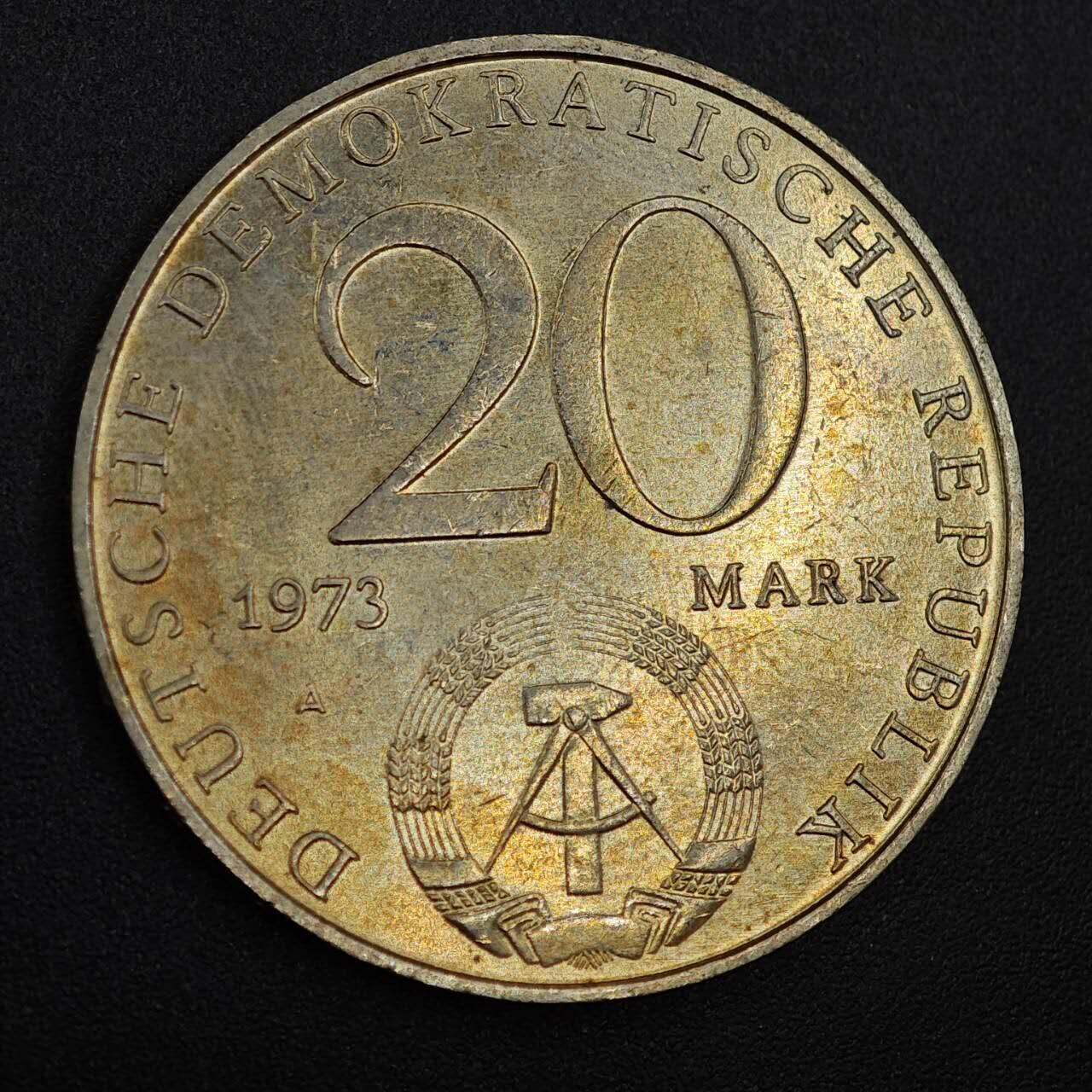 【淘币小摊】实时拍第八百零二拍   散币场   满百包邮可预留二周 每周一统一发货   东德1973年20马克纪念币
