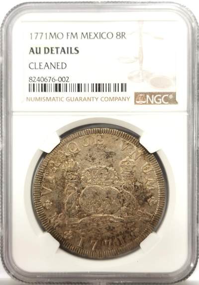 博洋堂世界钱币拍卖第149期（全场包邮） - NGC AUD 西属墨西哥1771年地球双柱，给了清洗，地球还是很清晰的，1771年外拍价格很高