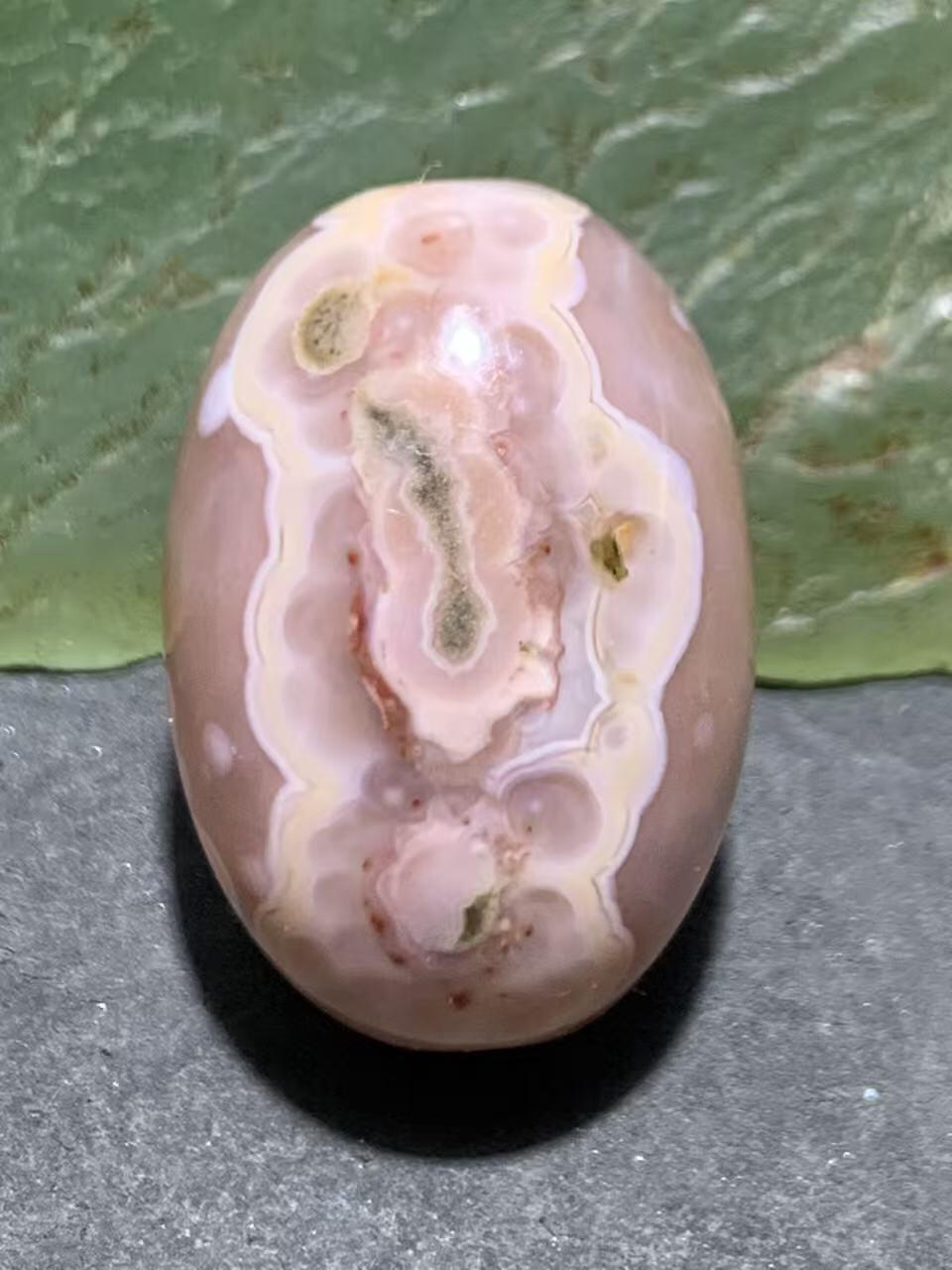 精美冰粉冻料天眼纹战国红玛瑙随形桶珠一颗