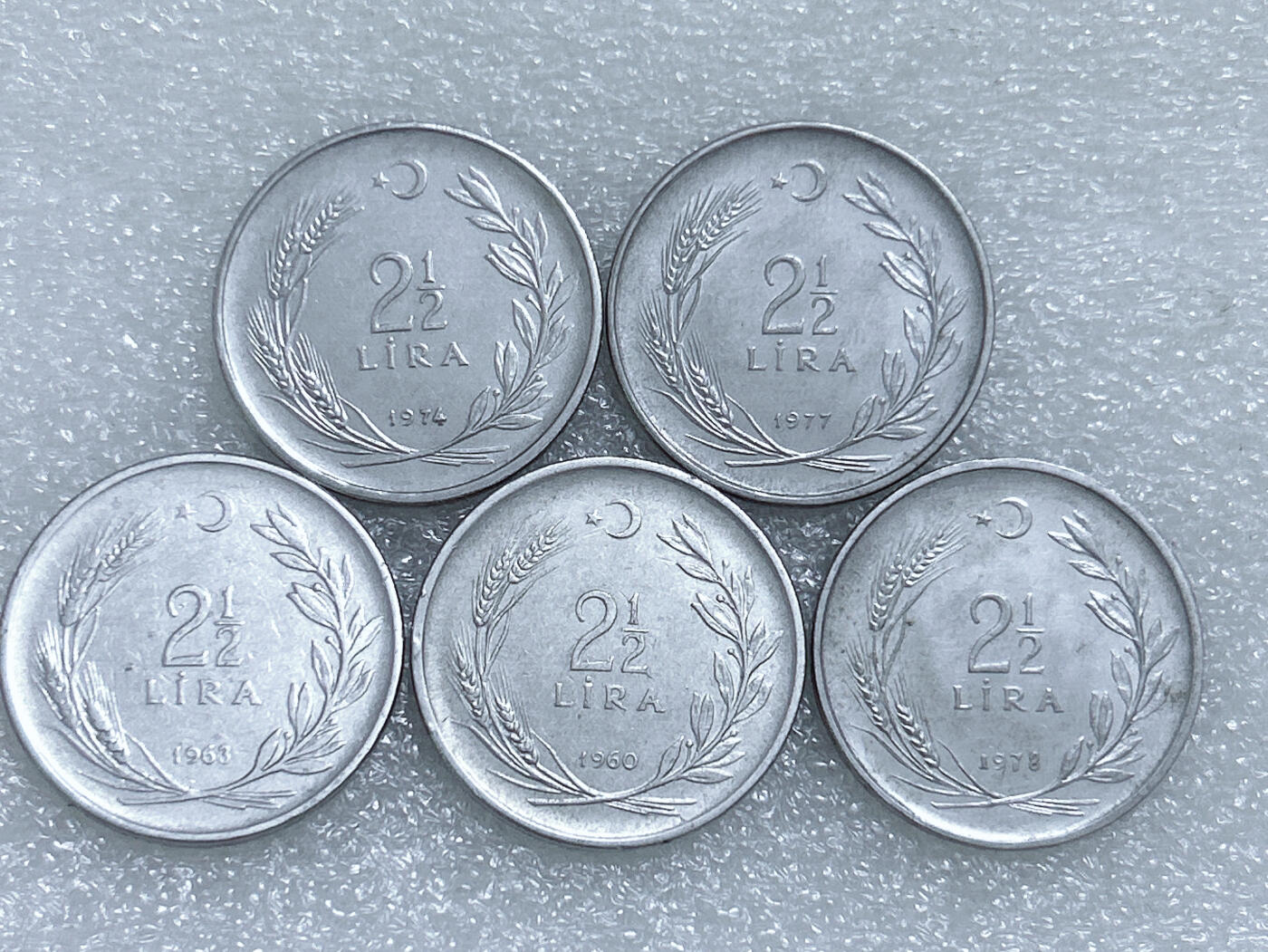 第一海外回流一元起拍收藏 散集专场  第270期 土耳其2.5里拉硬币 5枚