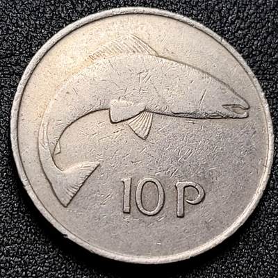 泉币菌-第134场-精品福利场 - 鲑鱼 爱尔兰1978年 10便士白铜硬币 竖琴 28.5毫米 