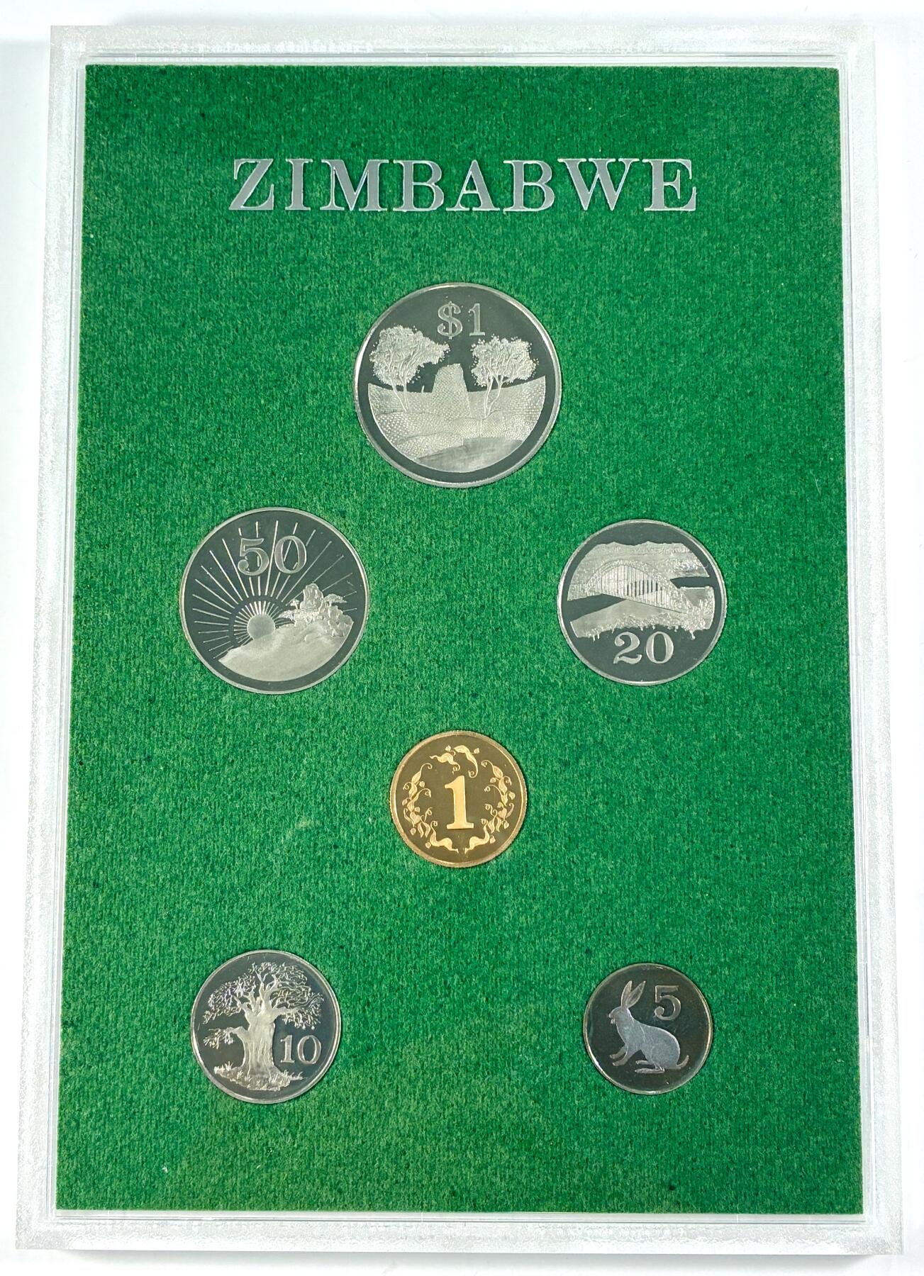 【雨安】【直播拍卖】【世界币章115期-裸币】2025-11-21 周五 19:30 保真 [现代套币] Zimbabwe 津巴布韦 套币 精制套币 1980年