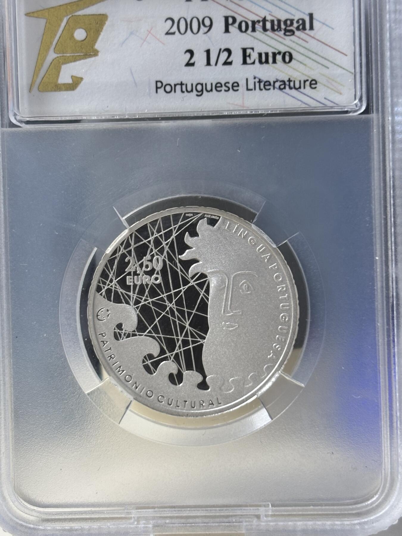 第182期拍卖 葡萄牙2009年 欧洲之星系列2.5欧精制银币 TQG PF70UC-925银 12克 发行量：约1万枚