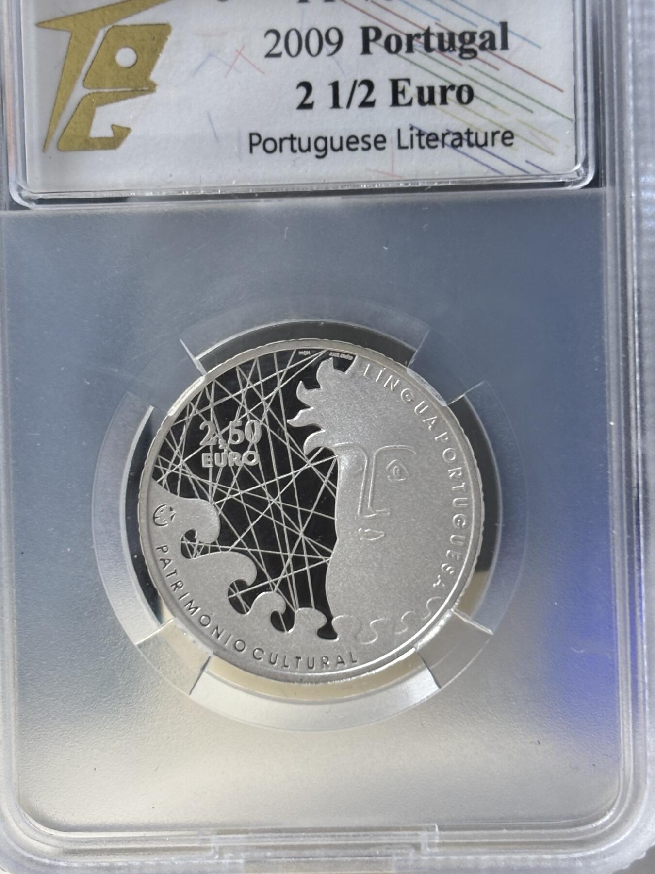 第182期拍卖 葡萄牙2009年 欧洲之星系列2.5欧精制银币 TQG PF70UC-925银 12克 发行量：约1万枚