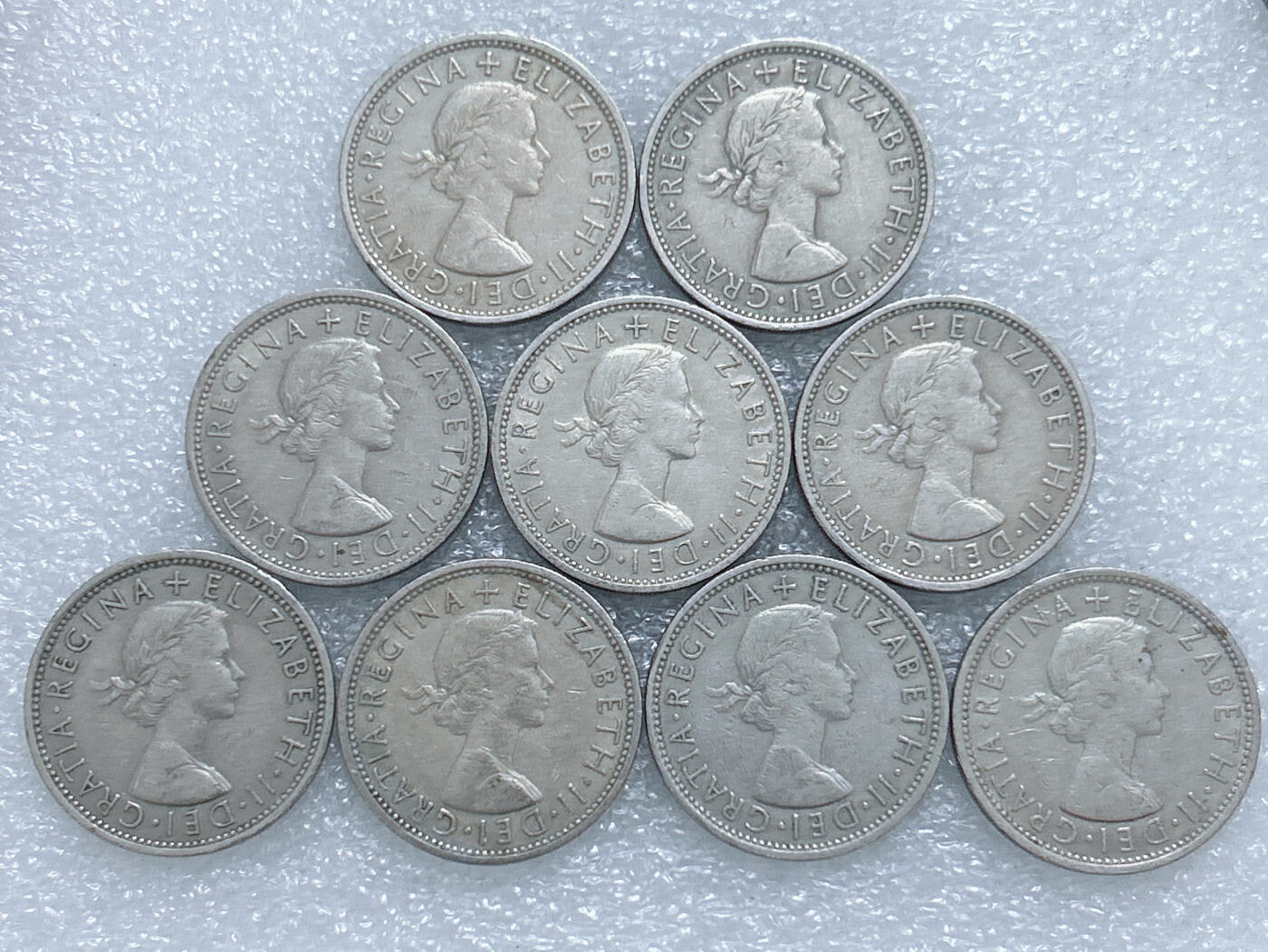 第一海外回流一元起拍收藏 散集专场  第270期 英国1966年2先令硬币 9枚