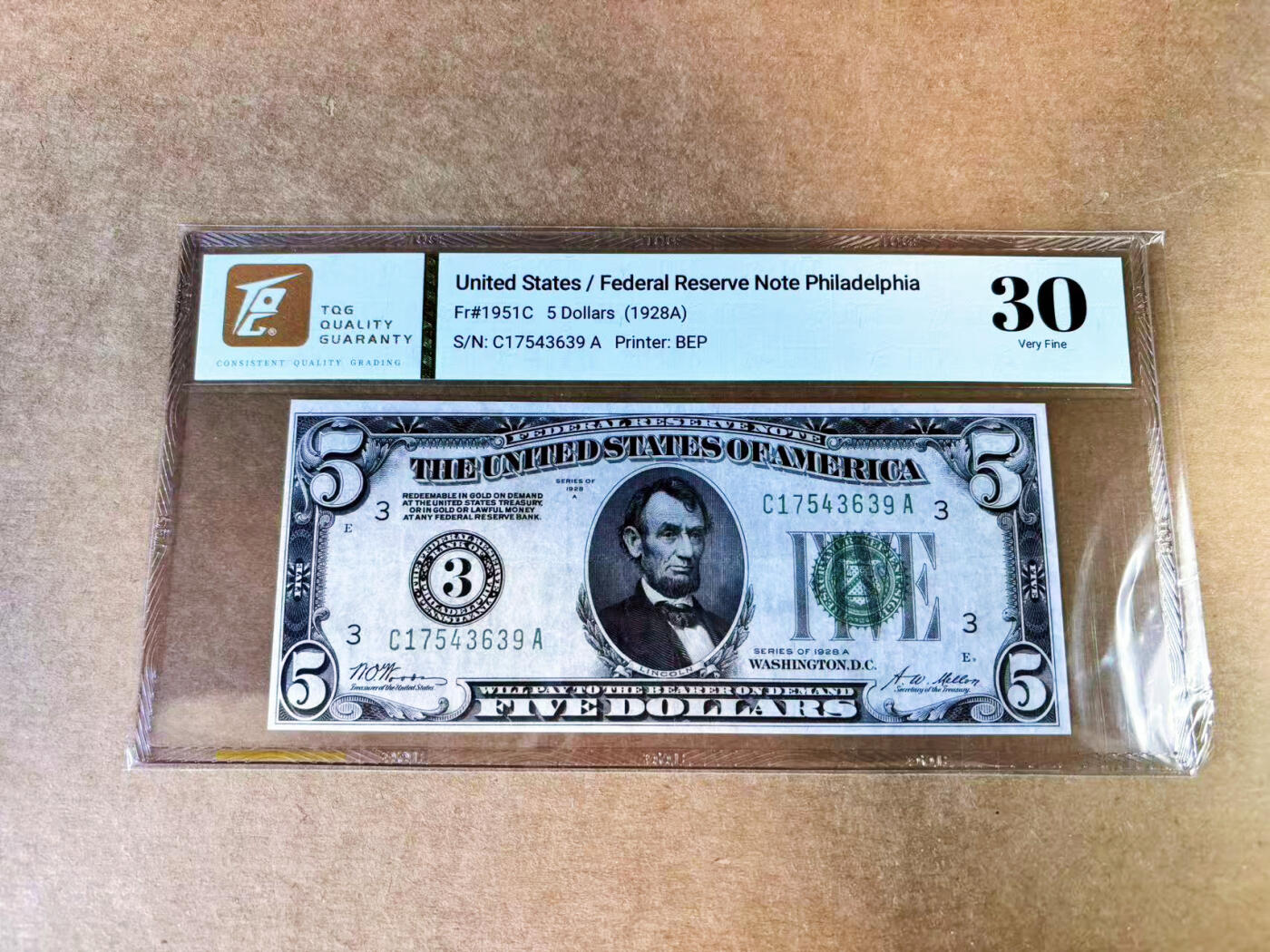 【Blue Auction】世界纸币精拍第753期——18级TOP拍卖/信誉/品质/专业/高效💫 美国 1928A 5美金 数字版 TQG30
