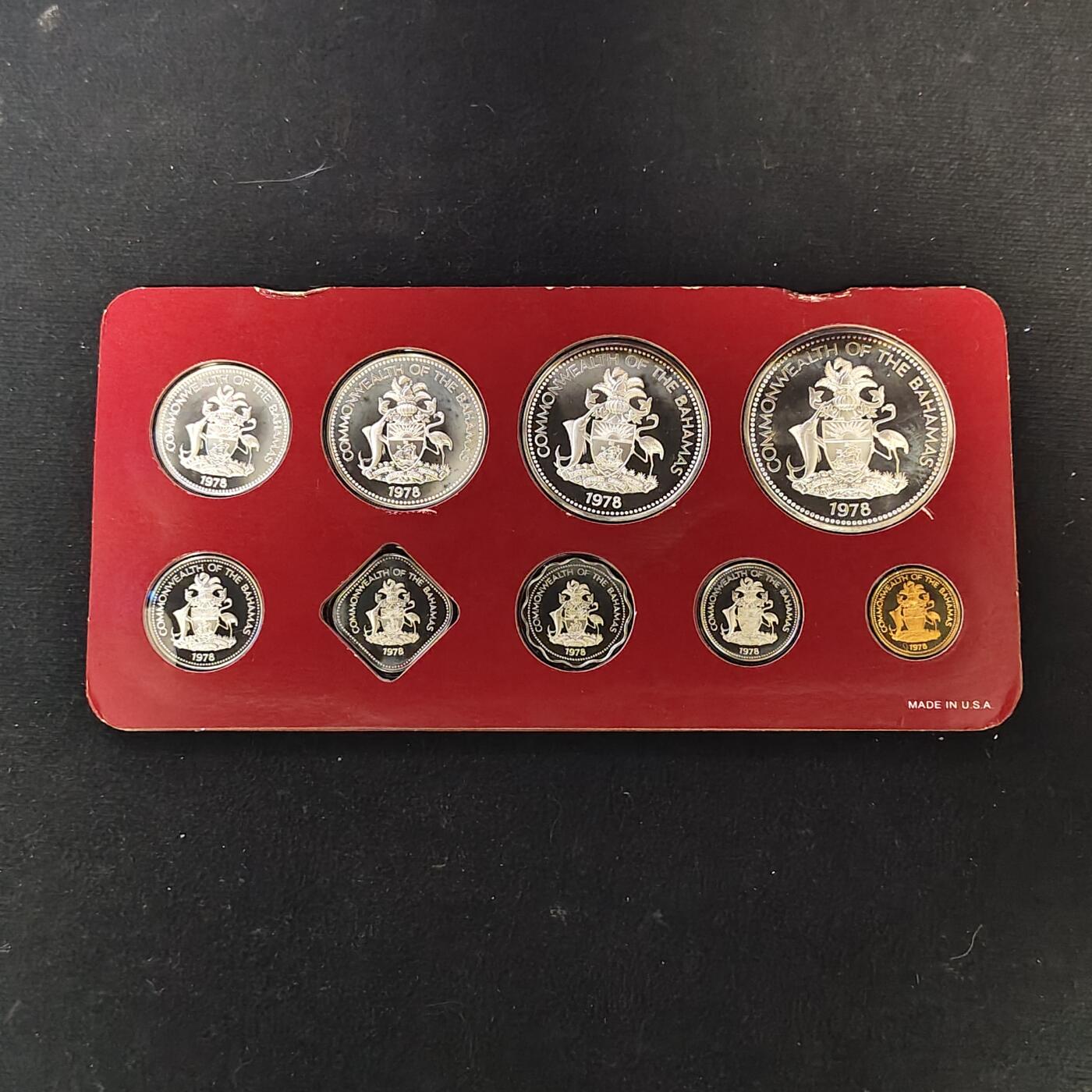 【全场包邮】纯粹捡漏拍479场（免费代拍第16场） 【少见】巴哈马群岛1978年官方精制套币（含纯银89.33克）-盒证全-量6931