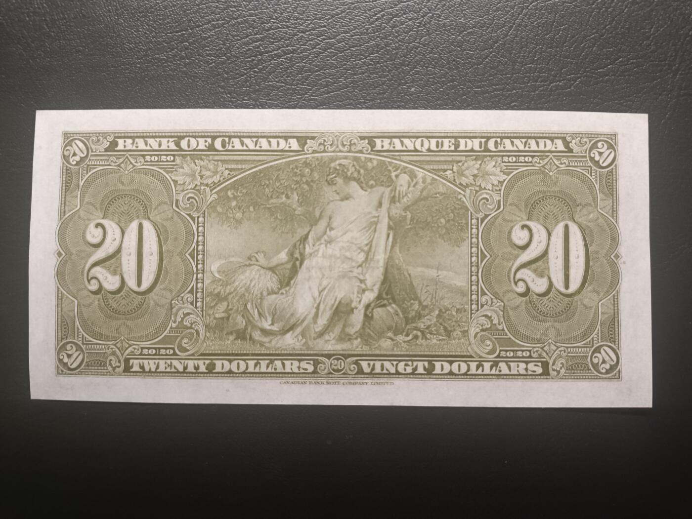 2025十一月第五期，总第203期 加拿大1937版20元AUNC，乔治六世国王和农神，稀有中高面值品种