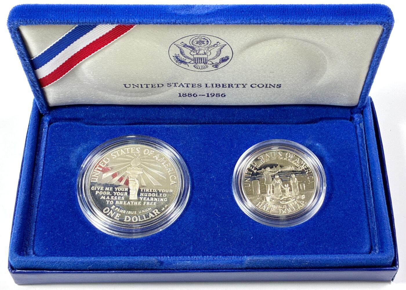 【雨安】【直播拍卖】【世界币章115期-裸币】2025-11-21 周五 19:30 保真 [现代钱币] USA 美国 装帧 1986年 1美元 1/2美元 独立百年纪念银币