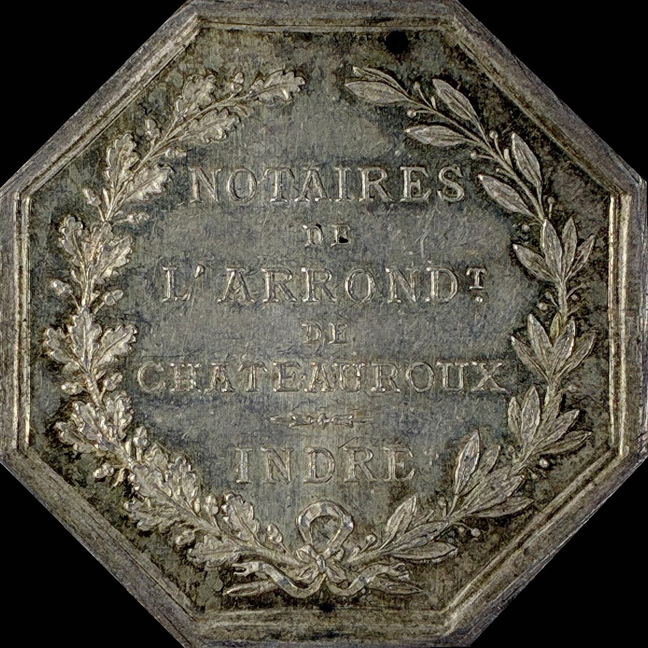 【雨安】【直播拍卖】【世界币章115期-裸币】2025-11-21 周五 19:30 保真 [章] France 章 法国 八角 19世纪 沙托鲁市 公证人 八角银章 UNC