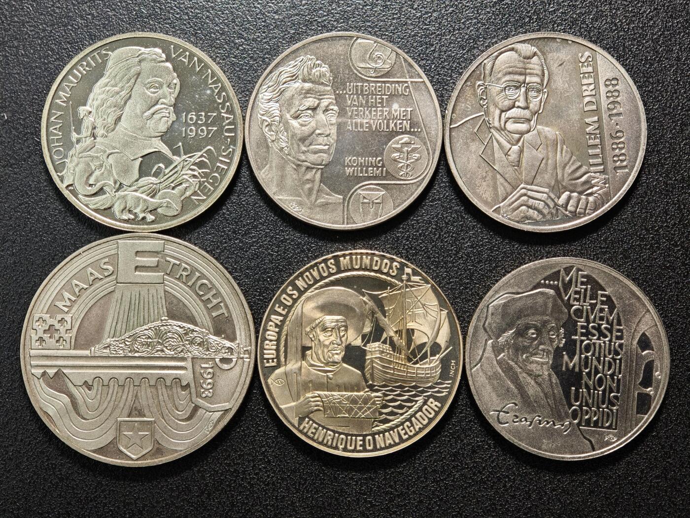 【德藏】世界币章拍卖第154期（拍品征集中~欢迎藏友联系） 6枚一组 荷兰ECU货币单位纪念镍币 详细尺寸请看拍品介绍