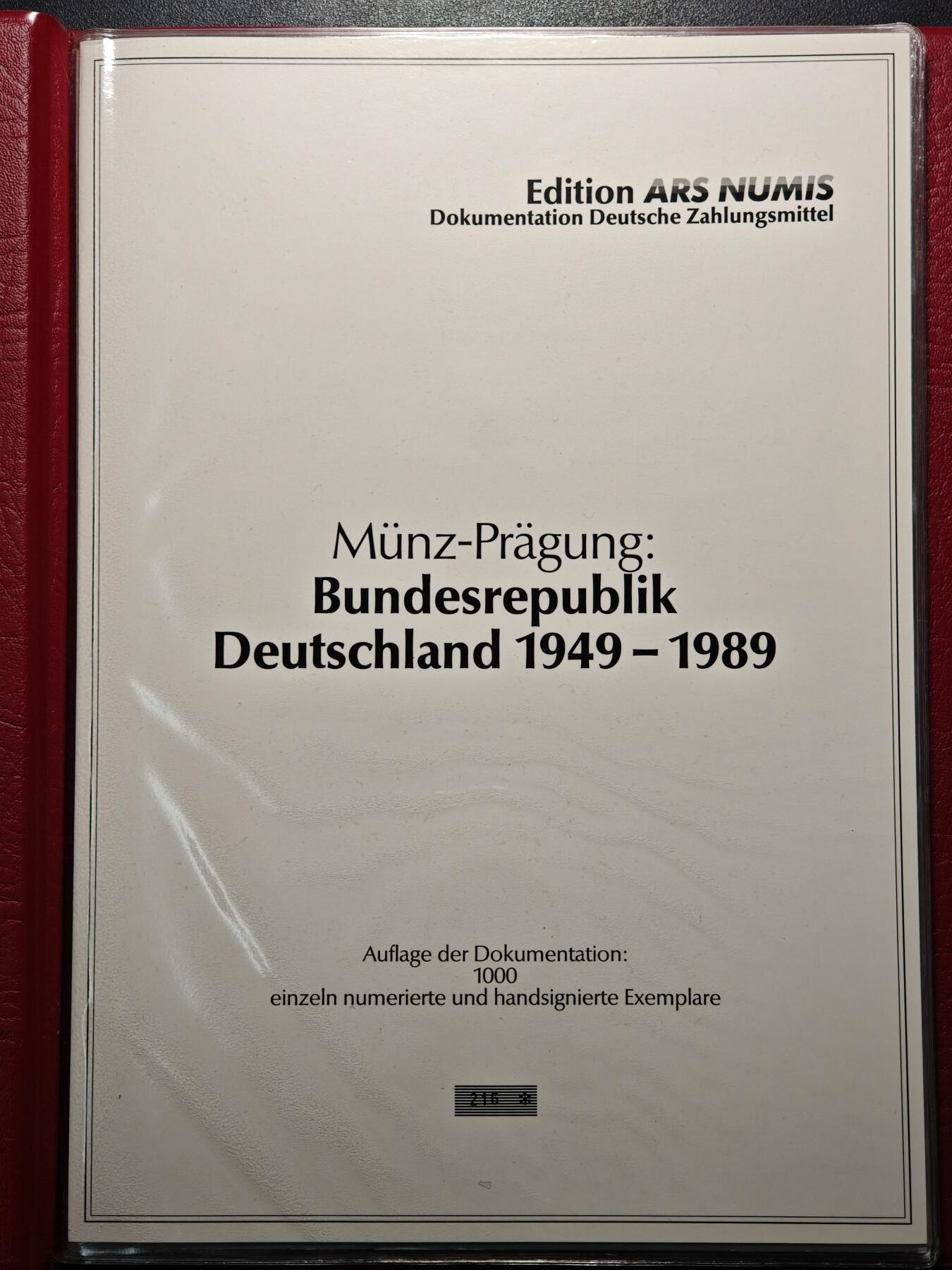【德藏】世界币章拍卖第154期（拍品征集中~欢迎藏友联系） 1989年 德意志联邦成立40周年钱币铸造档案样币纪念册 带设计师亲笔签名