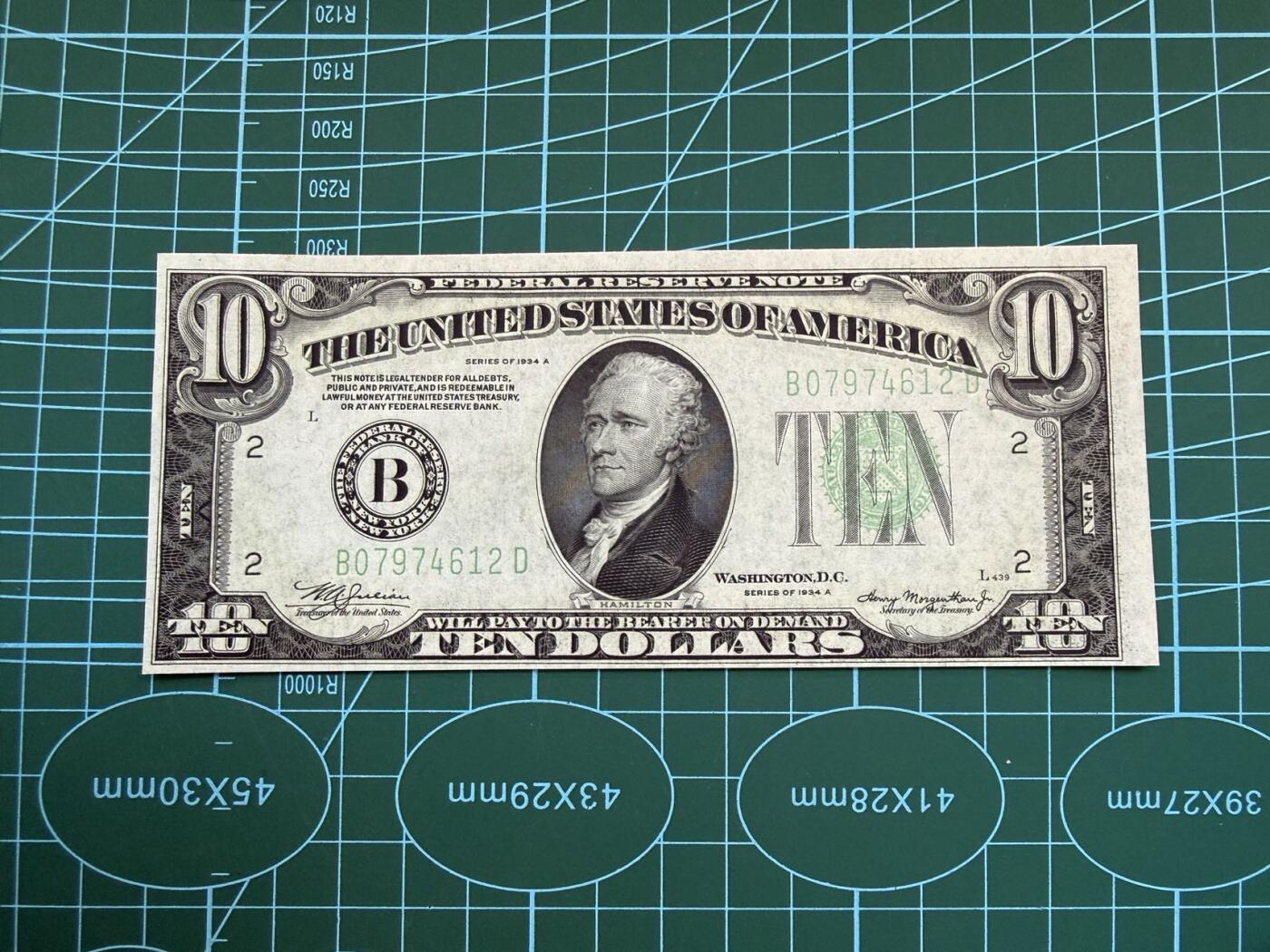 【炜奕收藏】，第五十一期 1934年美国10美元，UNC品相