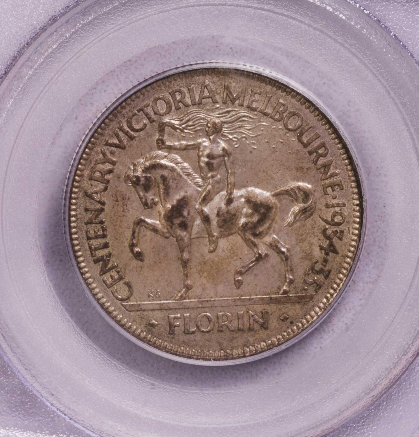 PCGS-MS64 1934澳大利亚墨尔本百年福林银币