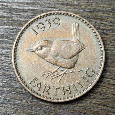 【铜匠收藏】★第132场★散币场，无佣金，30包邮。不满30元，支付5元运费。《接受代拍 代送NGC评级》 - 知更鸟 英国 1法新 1939年 铜币 乔治六世