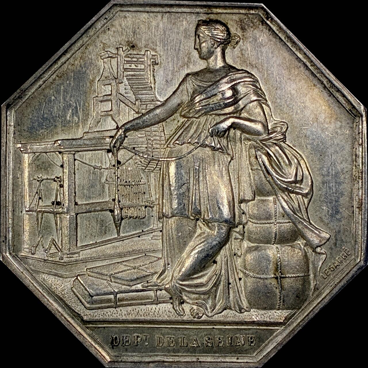 【雨安】【直播拍卖】【世界币章115期-裸币】2025-11-21 周五 19:30 保真 [章] France 章 法国 八角 1848年 纺织业协会 八角银章 18.8克