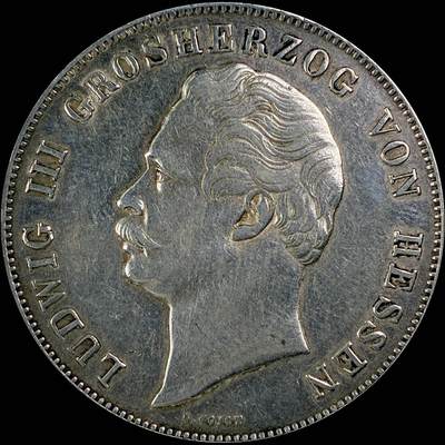 【雨安】【直播拍卖】【世界币章115期-裸币】2025-11-21 周五 19:30 保真 - [裸币德国] Germany 德国 德意志 2盾 Hesse-Darmstadt黑森 Thun.198 KM#0329 (1848-1856) 1855年