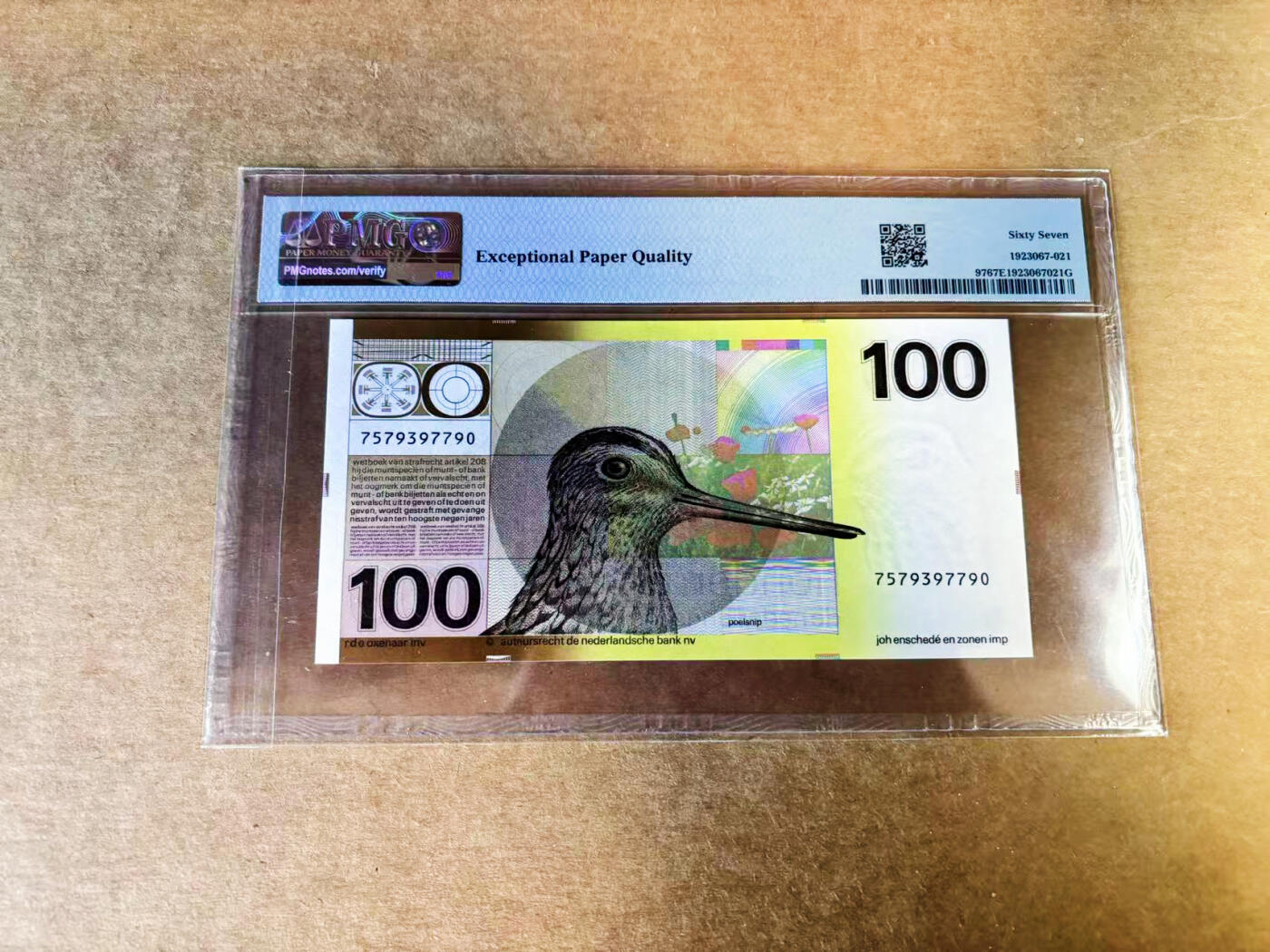 【Blue Auction】世界纸币精拍第753期——18级TOP拍卖/信誉/品质/专业/高效💫  荷兰 1977年100盾 水鸟 PMG67EPQ 