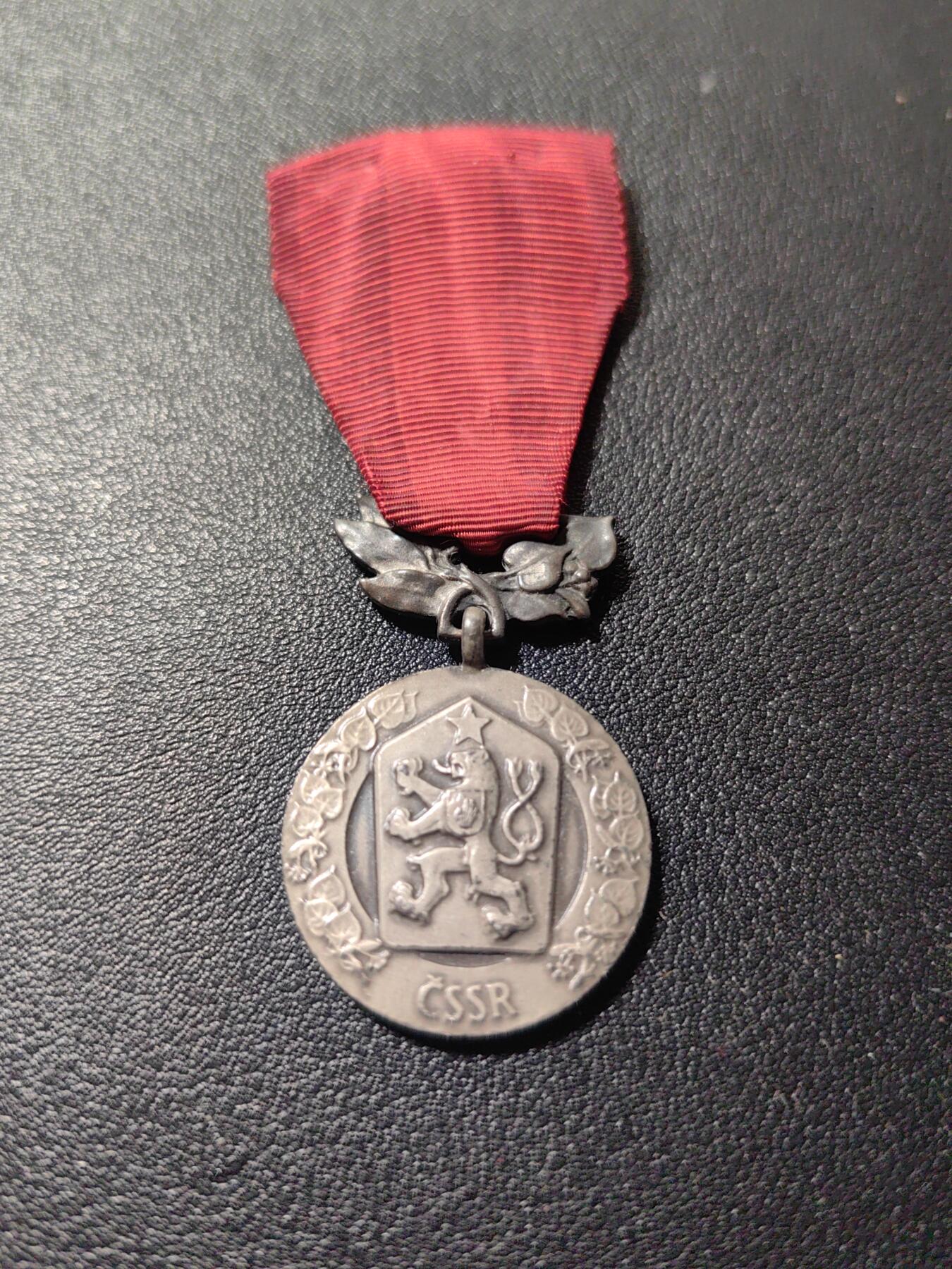 靖甫拍卖第十一场 捷克斯洛伐克保卫祖国有功奖章 银质打银标 银章体重23.2克 纯银价243