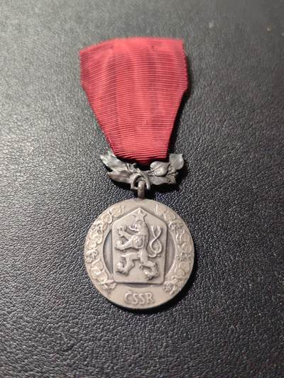 靖甫拍卖第十一场 - 捷克斯洛伐克保卫祖国有功奖章 银质打银标 银章体重23.2克 纯银价243