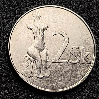 泉币菌-第134场-精品福利场 - 斯洛伐克2克朗硬币 22.5毫米 铜钱纪念币